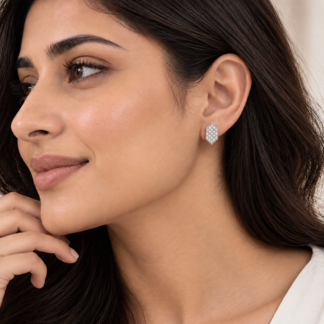 Blisseallure 925 Sterling silver Sparkling Geometric Cluster Stud Earrings