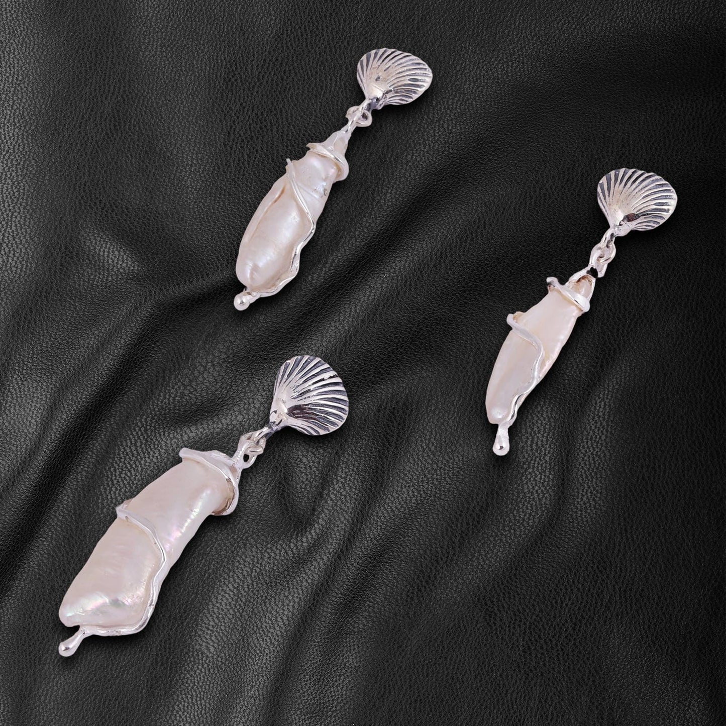 Baroque Pearl Shell Drop 925 Sterling SIlver Earrings & Pendant Set