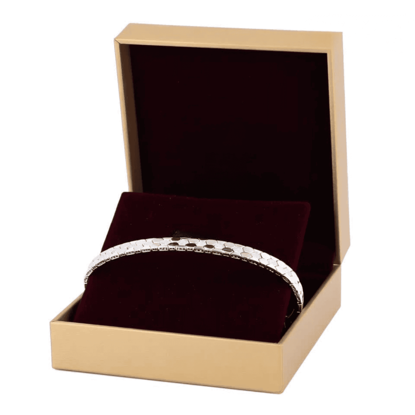 Hexagon-Link Bracelet with CZ Stone Detailing - men