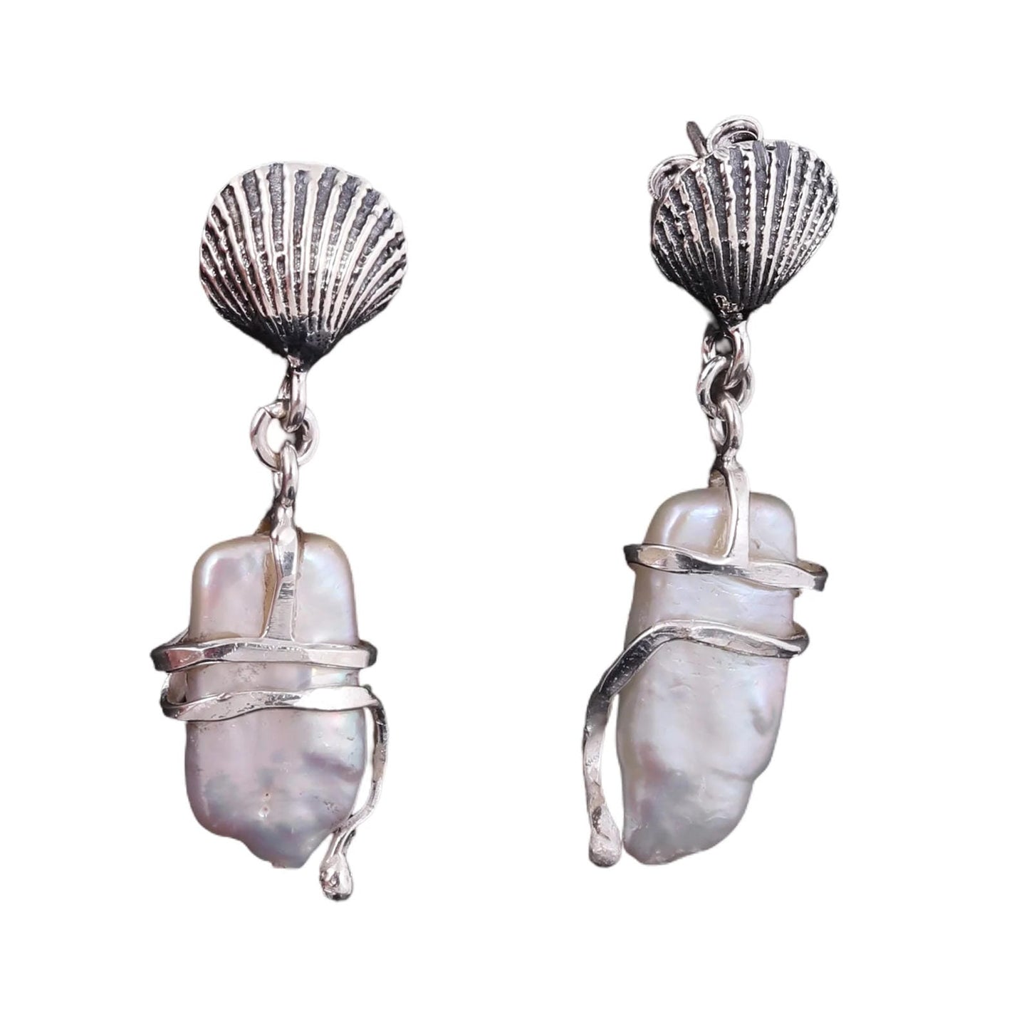 Baroque Pearl Shell Drop 925 Sterling SIlver Earrings & Pendant Set