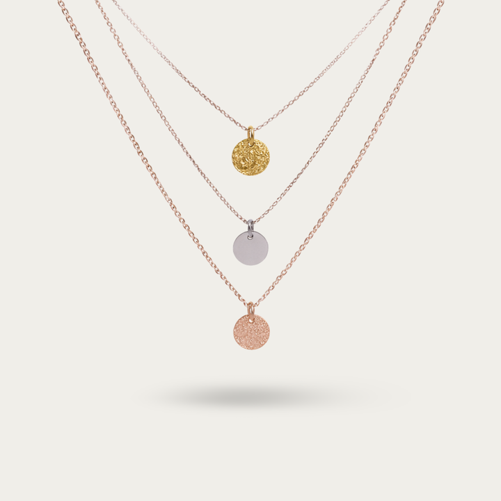 Three Layered Necklace with Three toned Charms