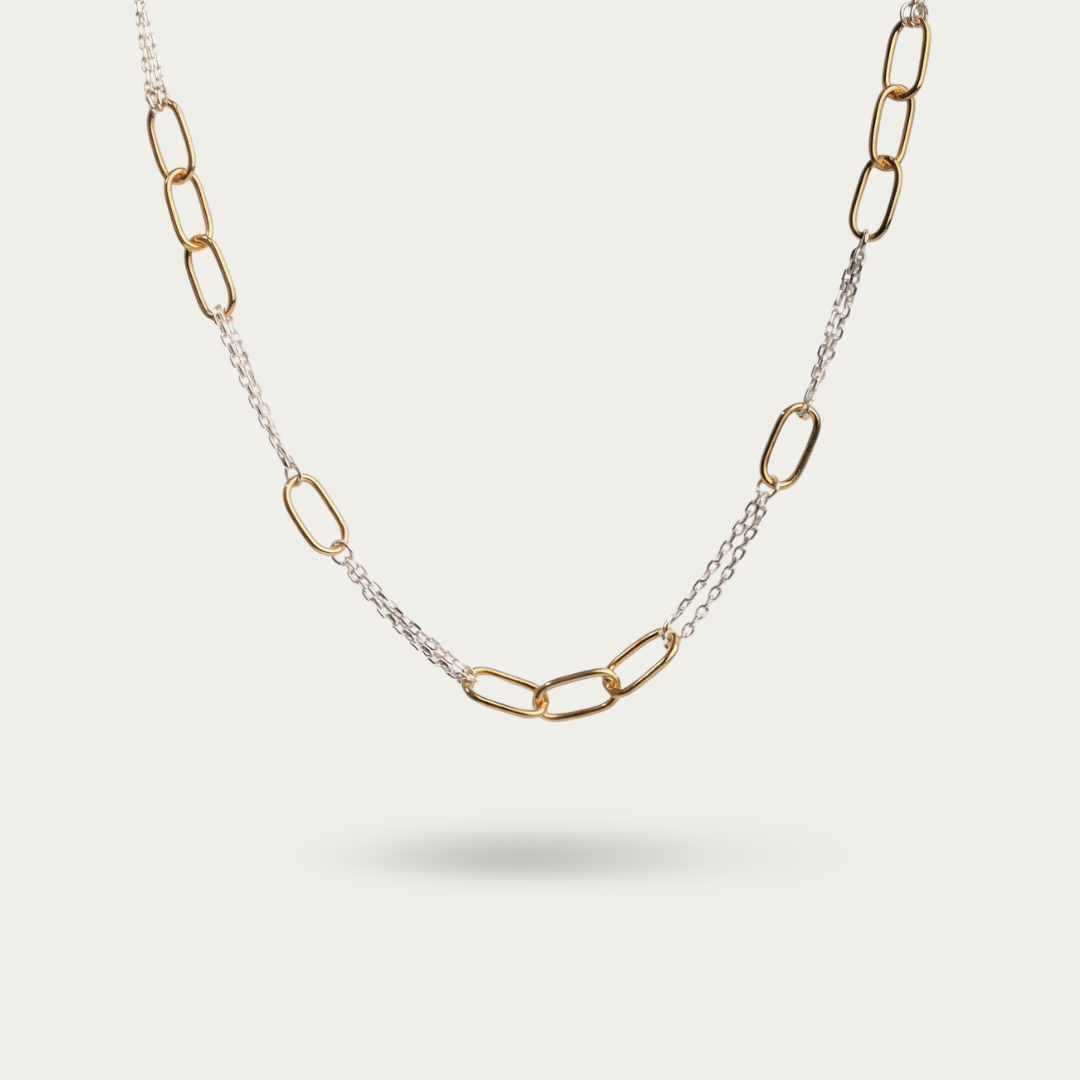 Two Toned Necklace with Double chain Necklace