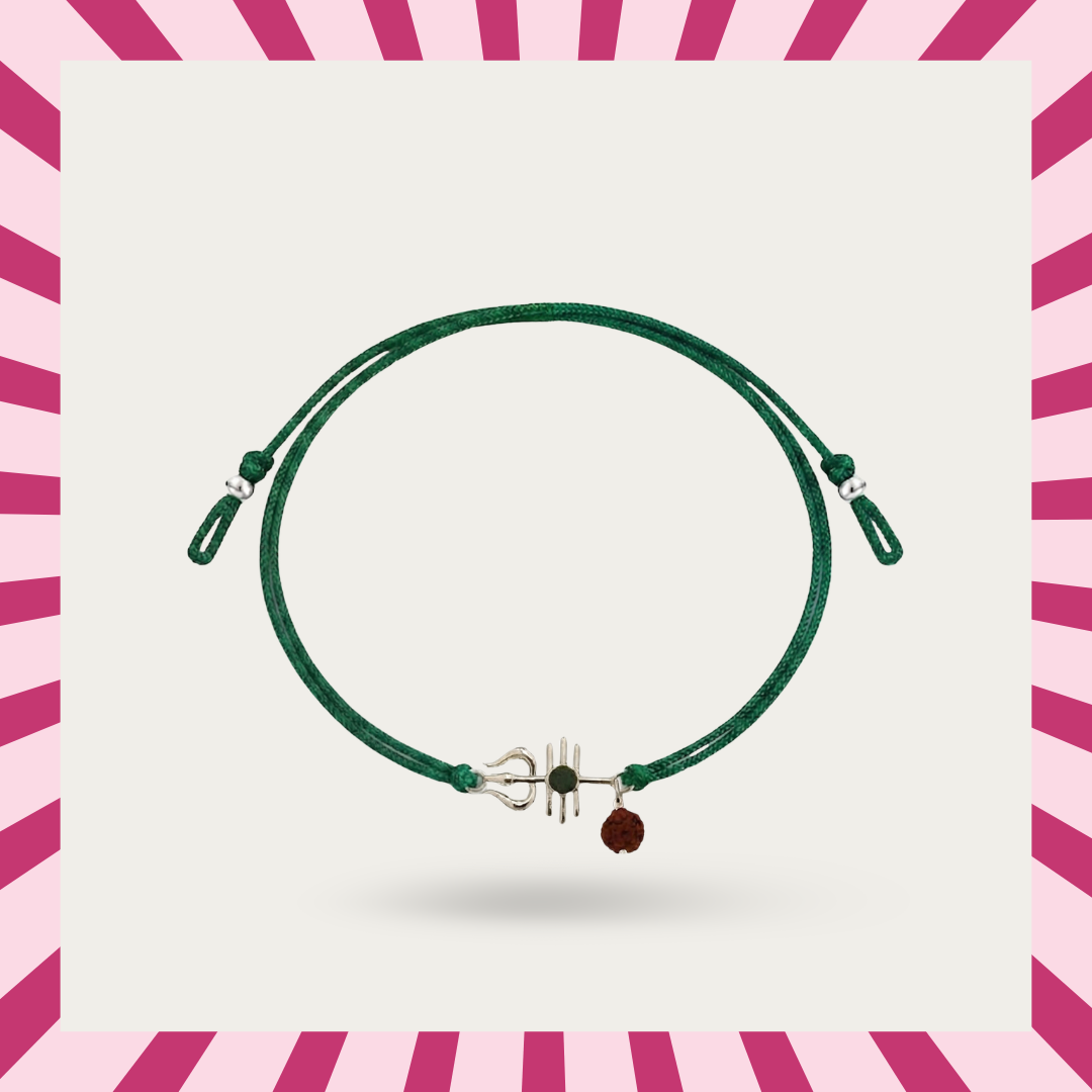 Blisse Allure 925 Sterling Shiva Trishul design with rudraksha silver rakhi for brother