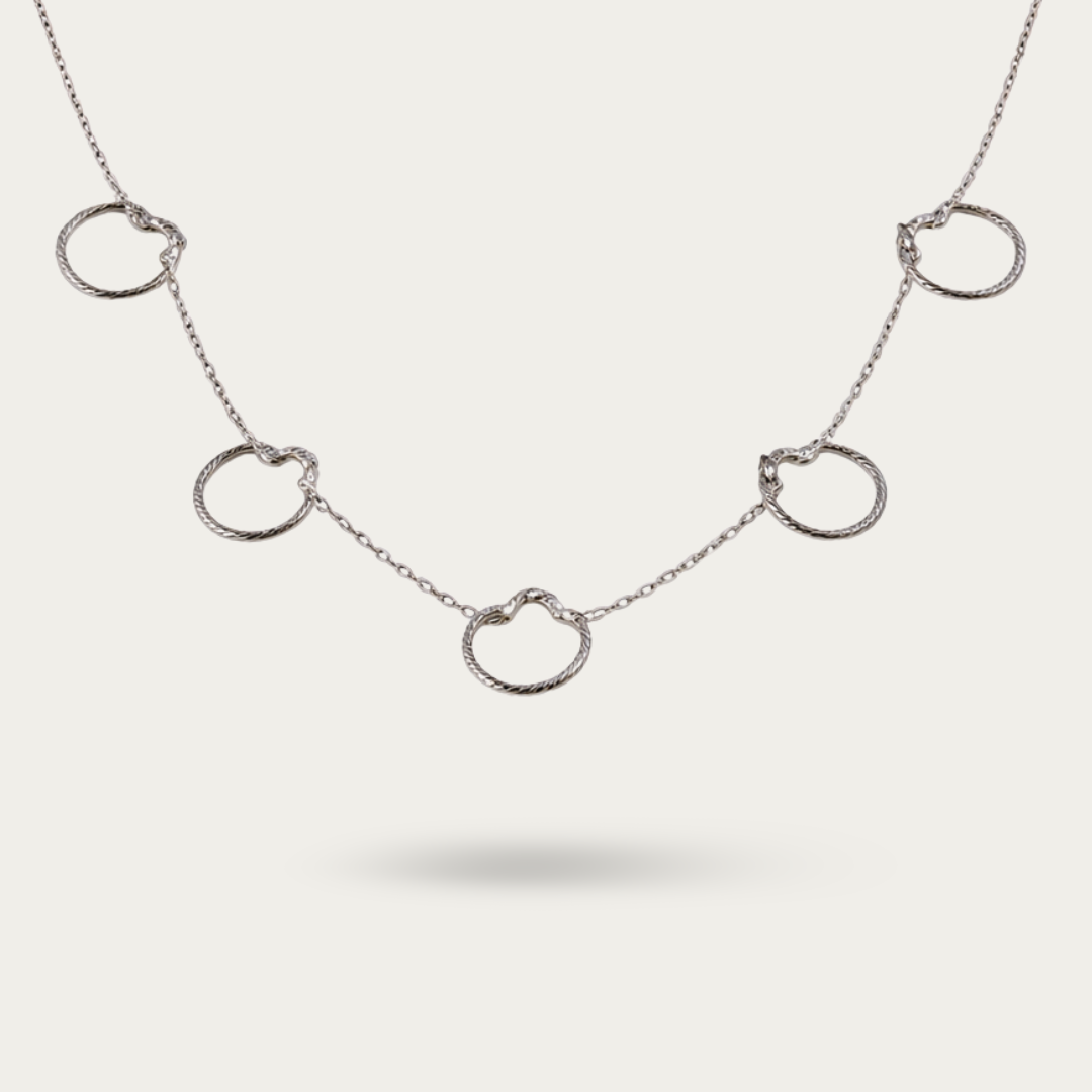 Necklace with 5 circular charms