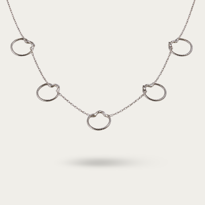 Necklace with 5 circular charms