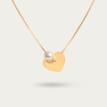 Dangling Heart of Gold with Pearl Drop Necklace