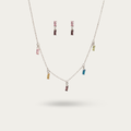 Multi Stone Studded Charms Necklace Set