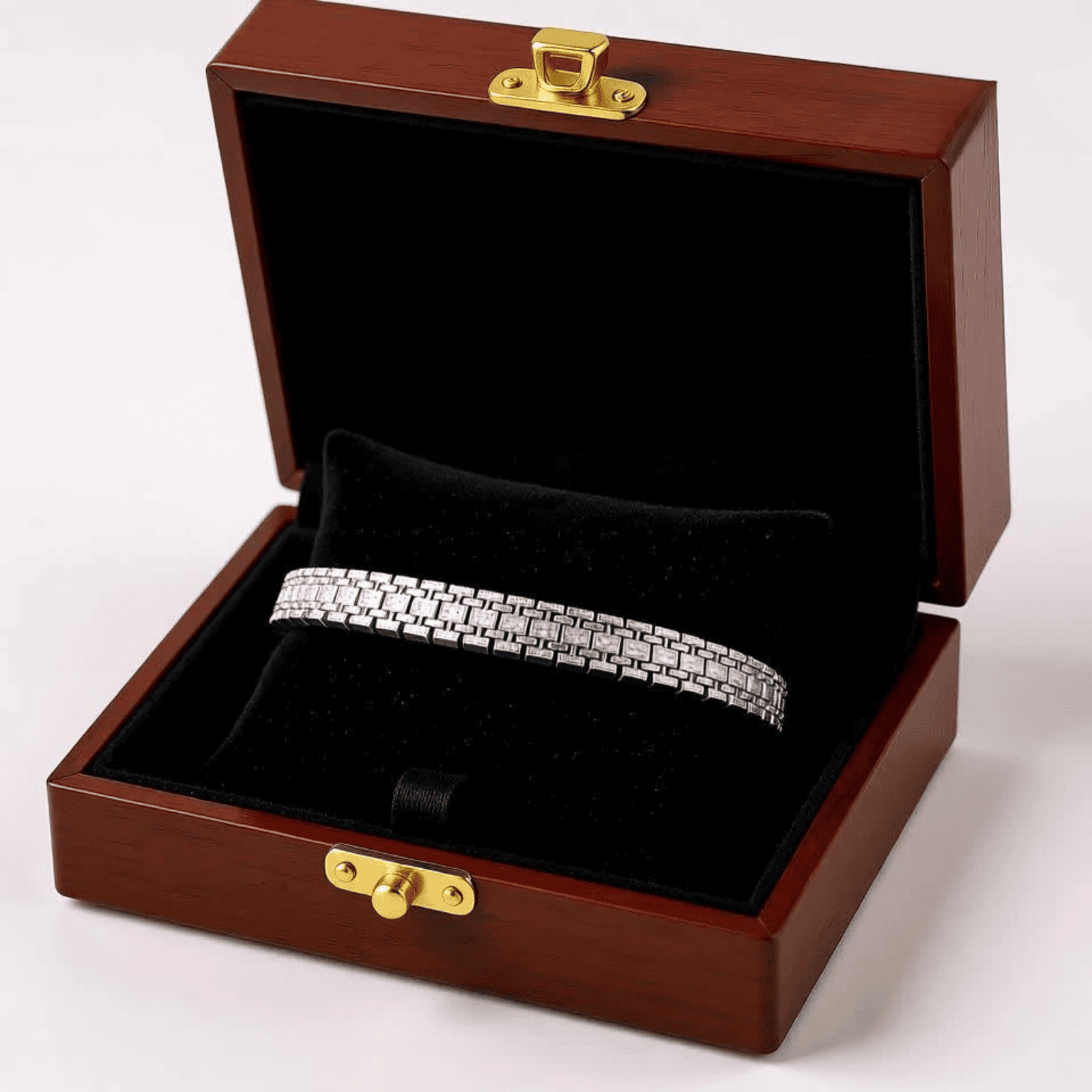 Brick-Link Bracelet with CZ Stones Men