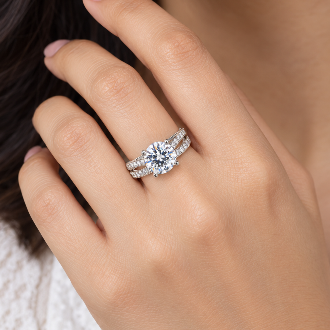 Blisseallure 925 Sterling silver Classic Solitaire Cubic Zirconia Promise Ring