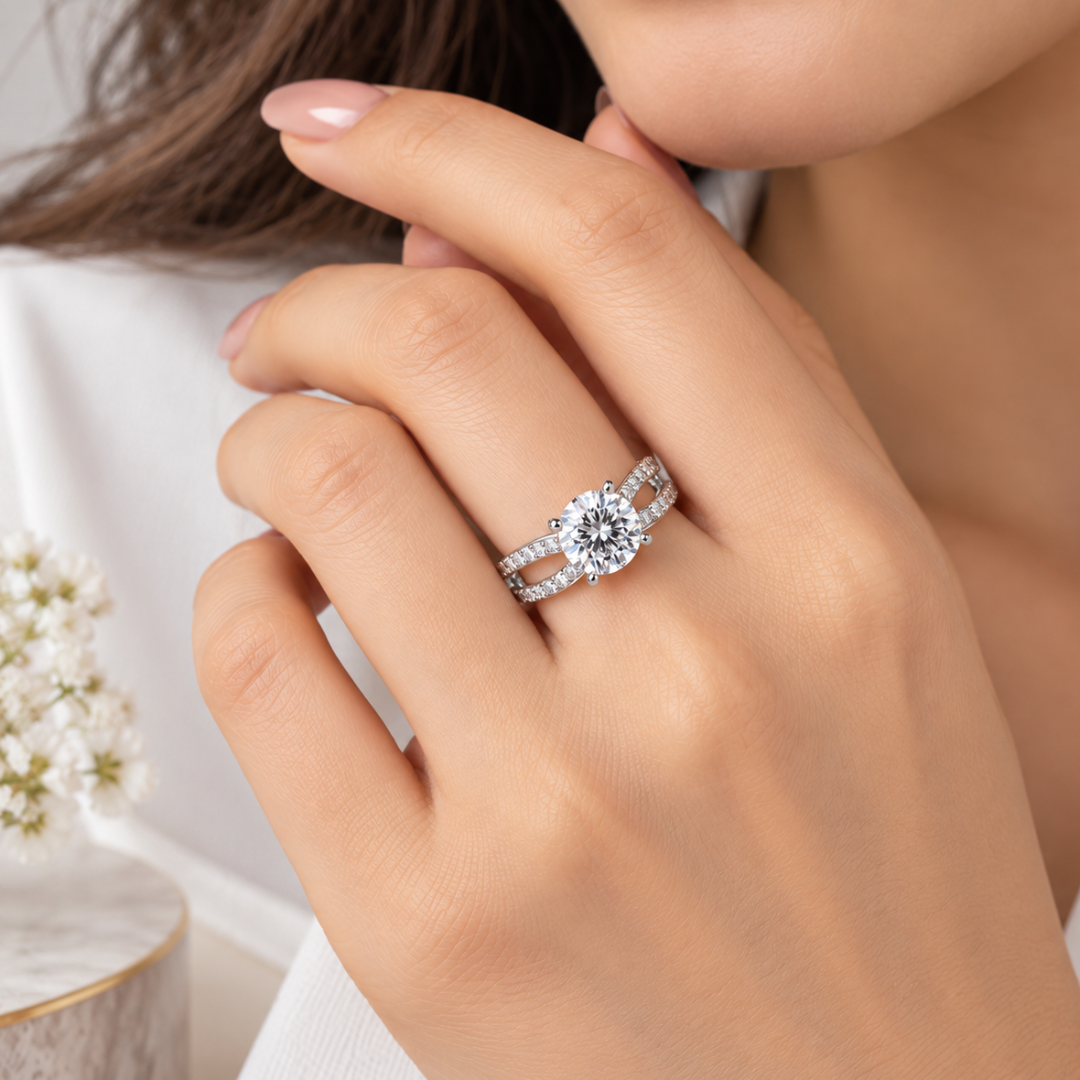 Blisseallure 925 Sterling silver Classic Solitaire Cubic Zirconia Promise Ring