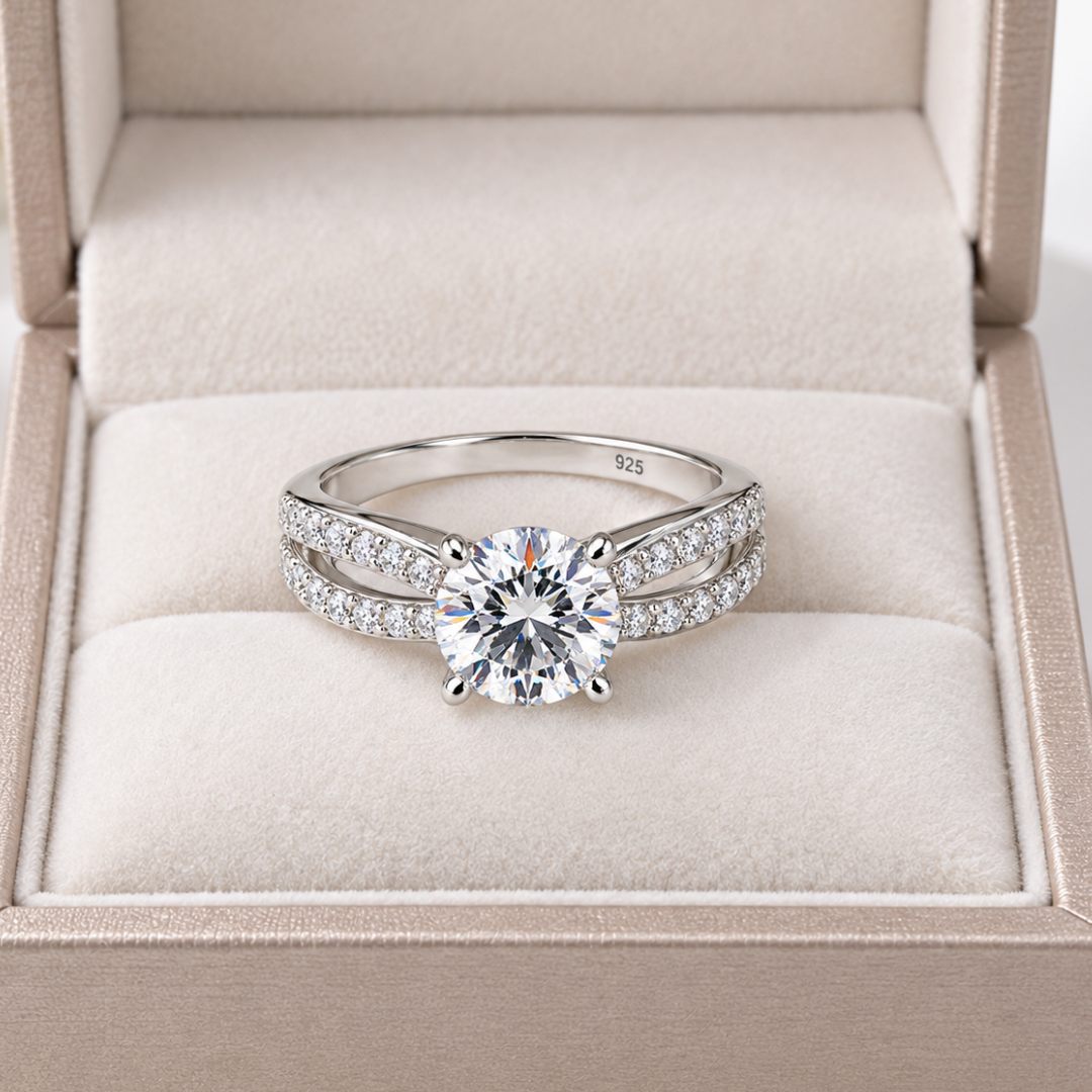 Blisseallure 925 Sterling silver Classic Solitaire Cubic Zirconia Promise Ring