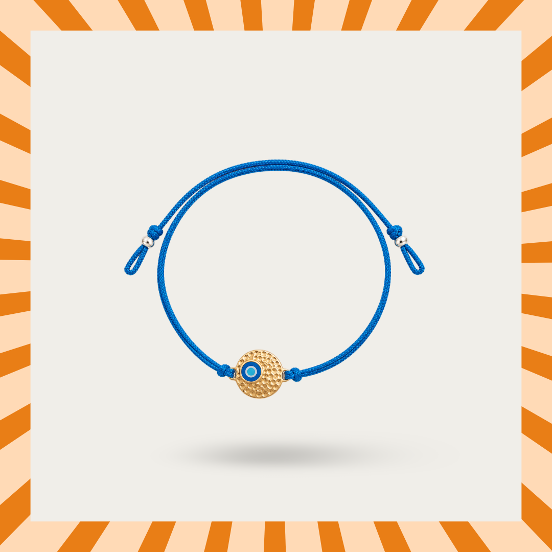 Blisse Allure Sterling Silver Nazar Rakhi in Hammered Gold disc