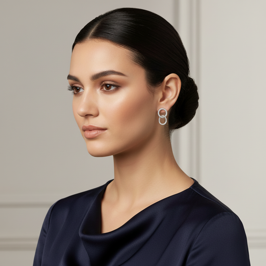 Blisse Allure Sterling Silver Interlinked Circle Earrings