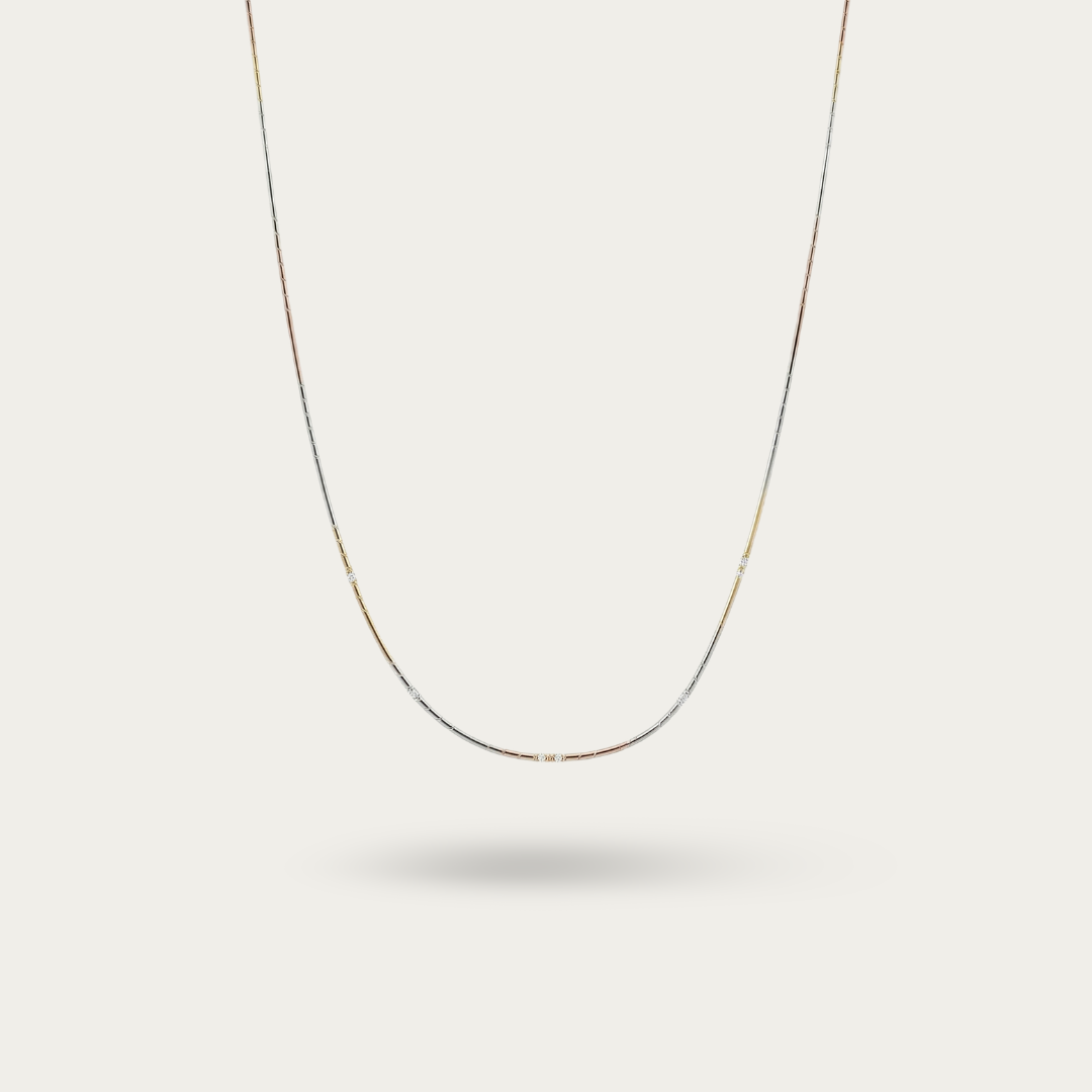 Triple Tone Snake Chain Necklace for Women