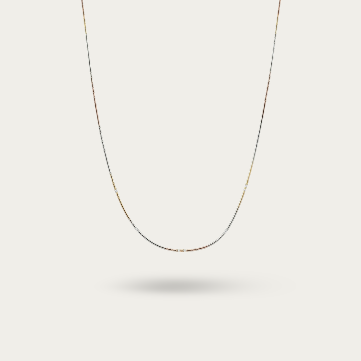 Triple Tone Snake Chain Necklace for Women