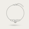 Blisse Allure Sterling Silver Bracelet with Pear shape links and Pearl drop