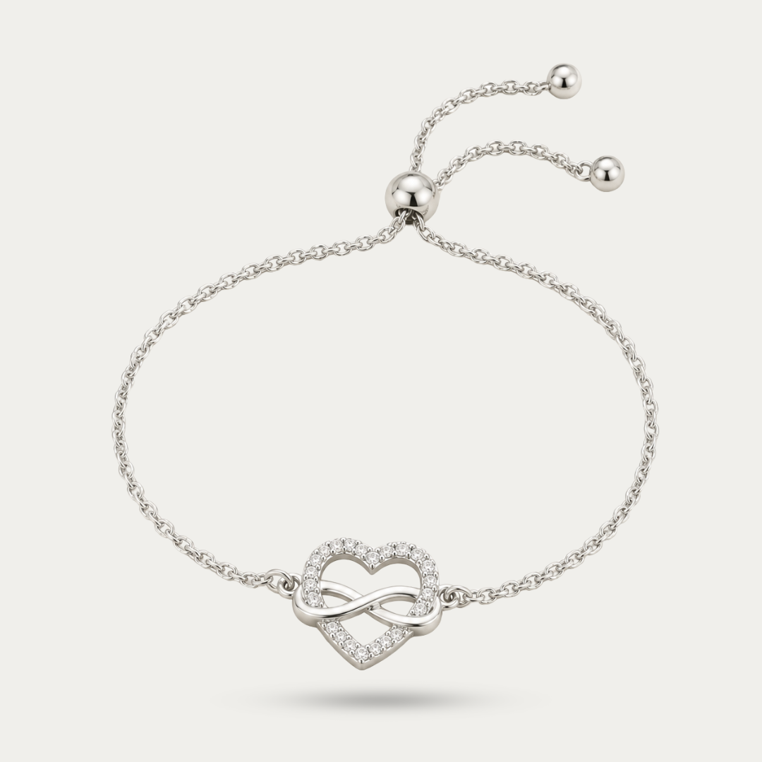 Blisse allure 925 Sterling Silver Infinity Heart Adjustable Bracelet