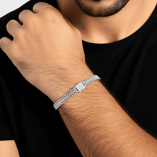 Marquise-Link Bracelet with CZ Detailing- Men
