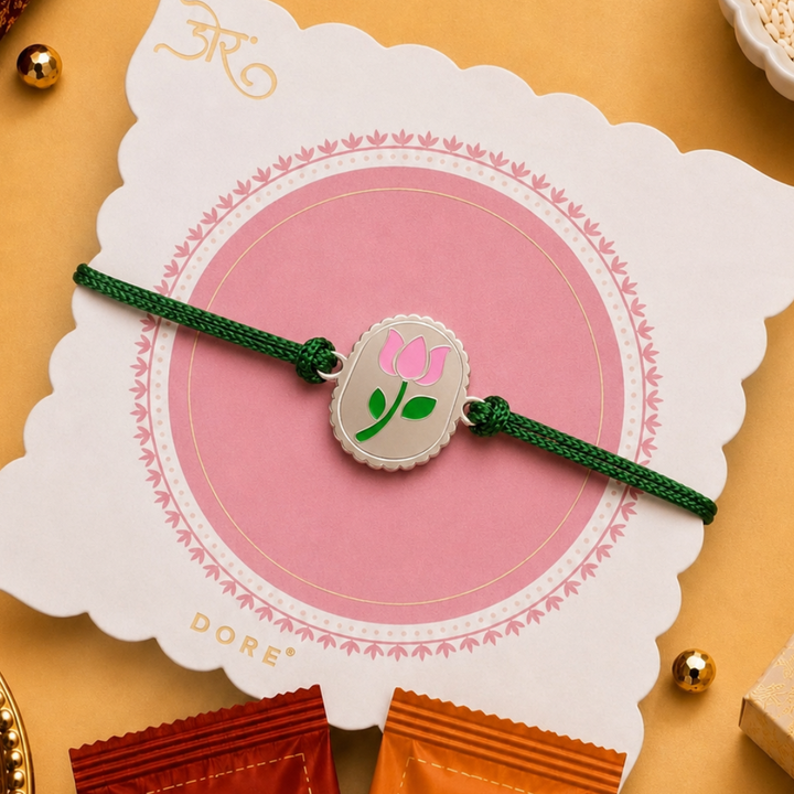 Blisse Allure Sterling Silver Lotus Rakhi for brother