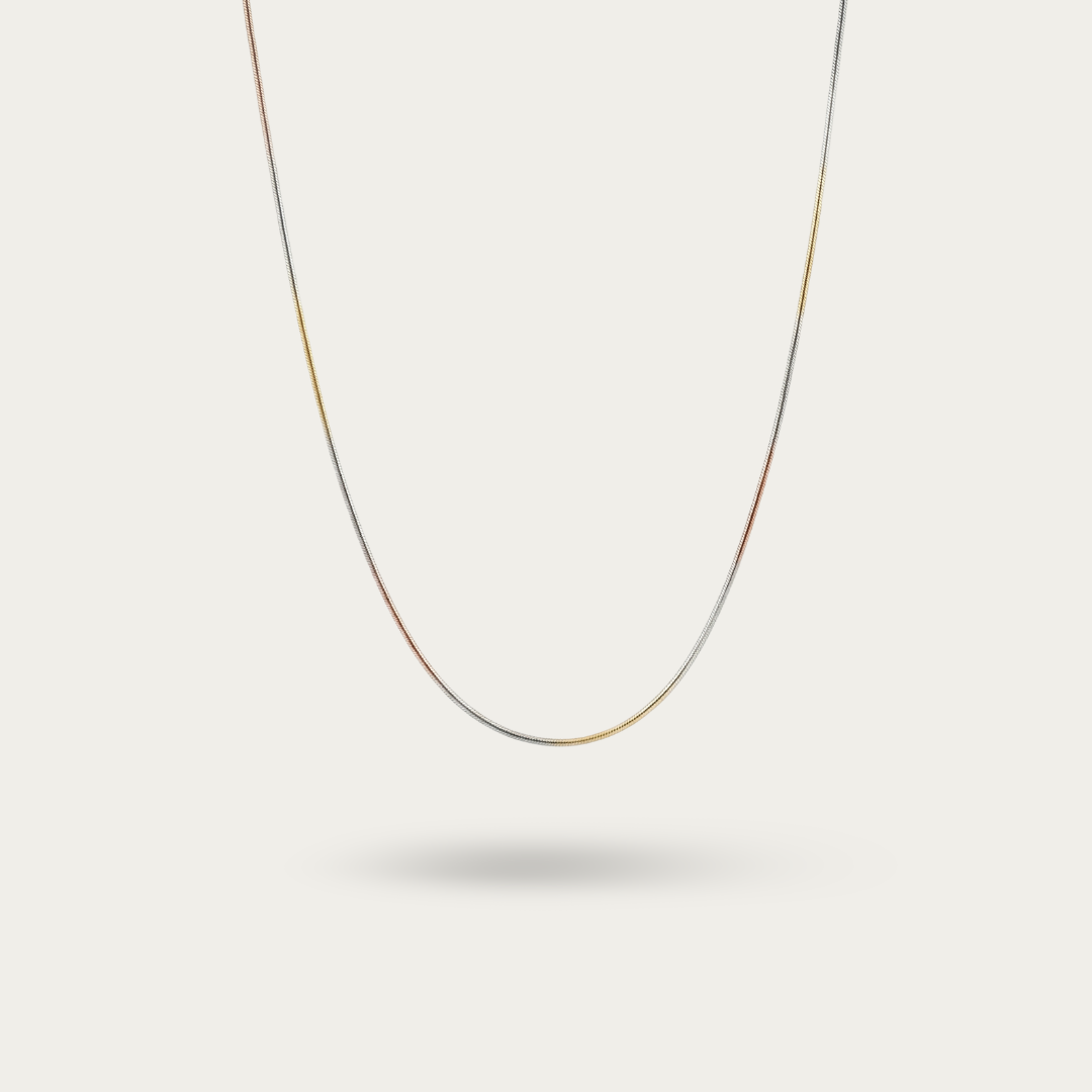 Triple Tone Snake Chain Necklace for Women