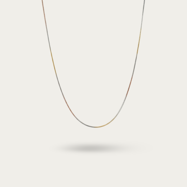 Triple Tone Snake Chain Necklace for Women