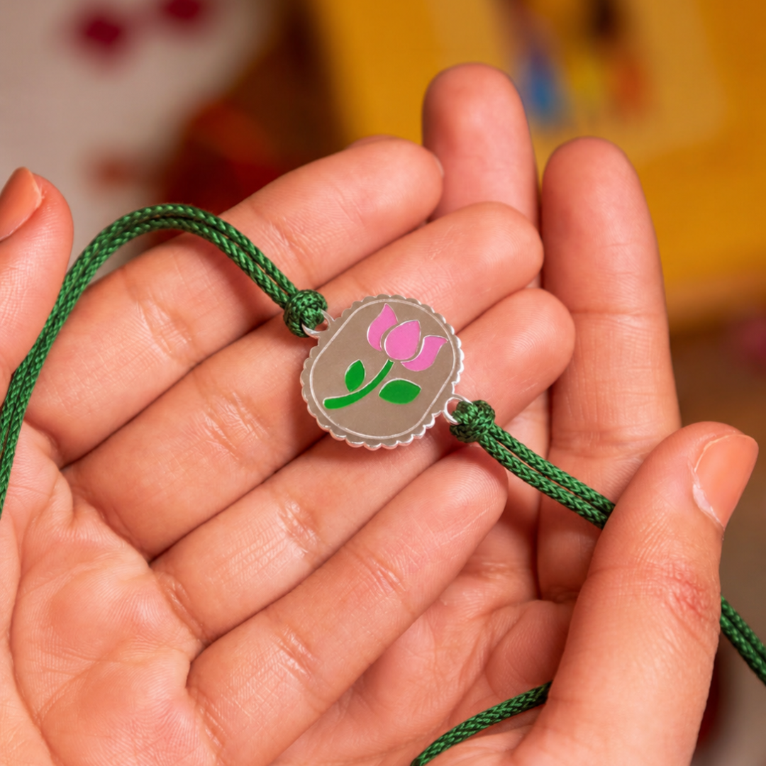 Blisse Allure Sterling Silver Lotus Rakhi for brother