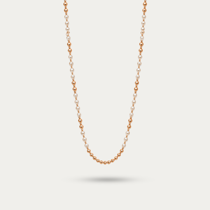 Blisse allure 925 Sterling Silver Rose Gold Plated Pearl & Faceted Bead Long Necklace
