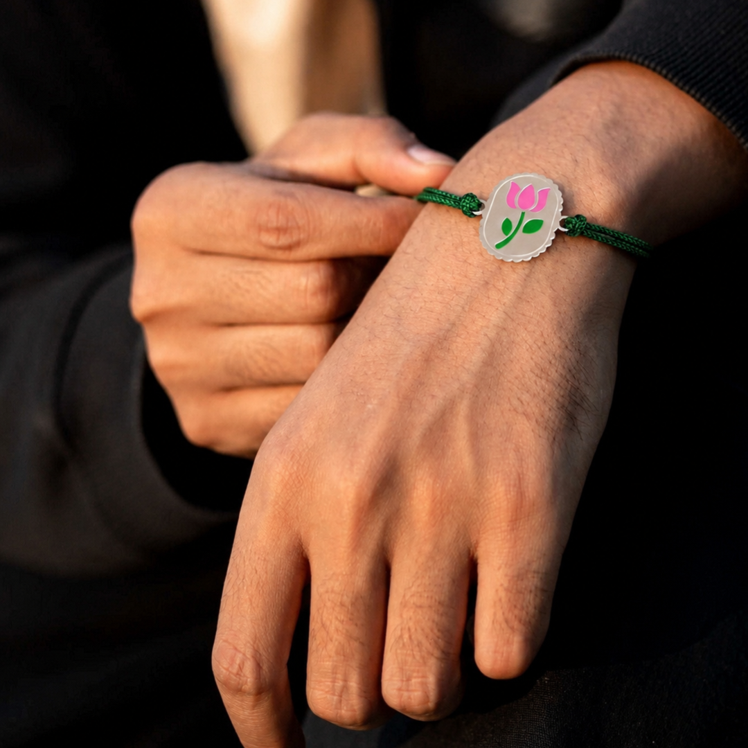 Blisse Allure Sterling Silver Lotus Rakhi for brother