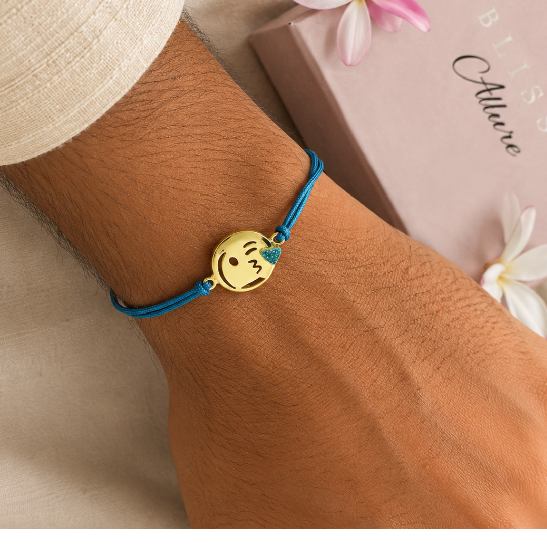 Blisse Allure 925 sterling Cute Kiss emoji silver rakhi for your brother
