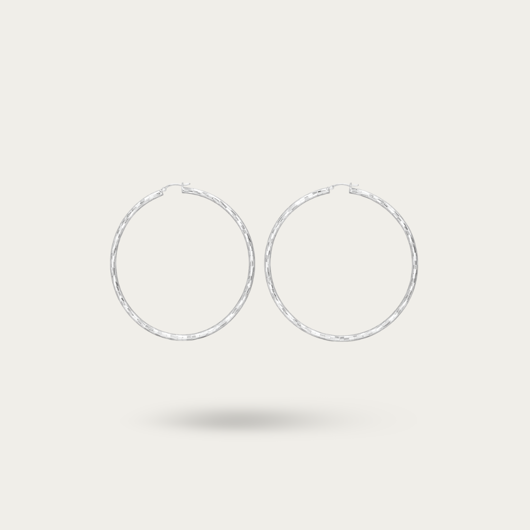 BlisseAllure – 925 Sterling Silver Prism Texture Hoop Earrings