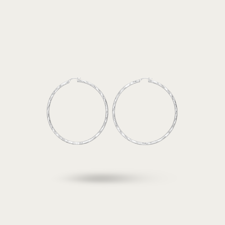 BlisseAllure – 925 Sterling Silver Prism Texture Hoop Earrings