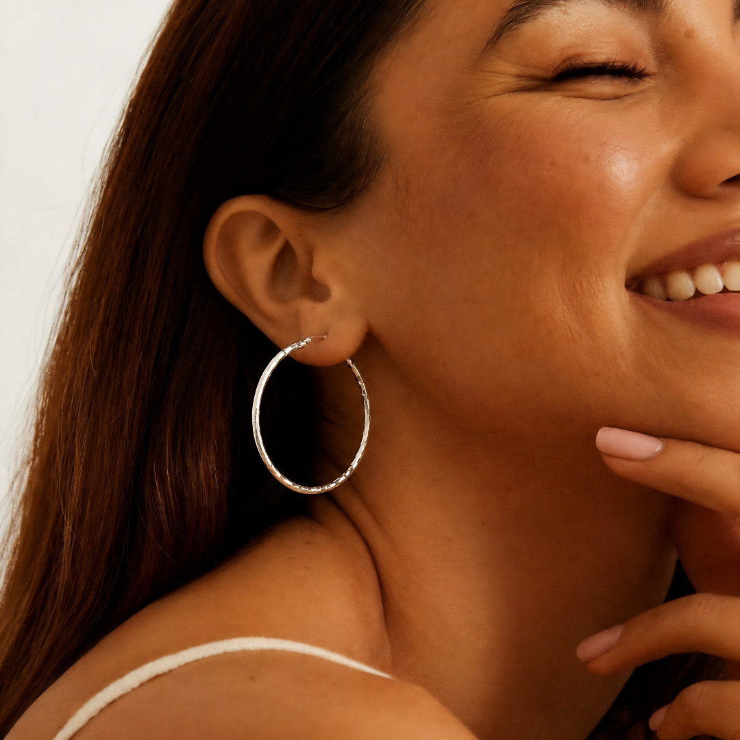 BlisseAllure – 925 Sterling Silver Prism Texture Hoop Earrings