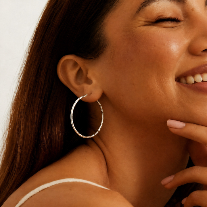BlisseAllure – 925 Sterling Silver Prism Texture Hoop Earrings
