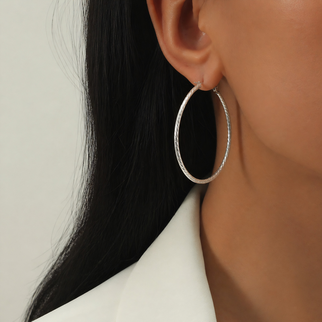 BlisseAllure – 925 Sterling Silver Twisted Radiance Hoop Earrings