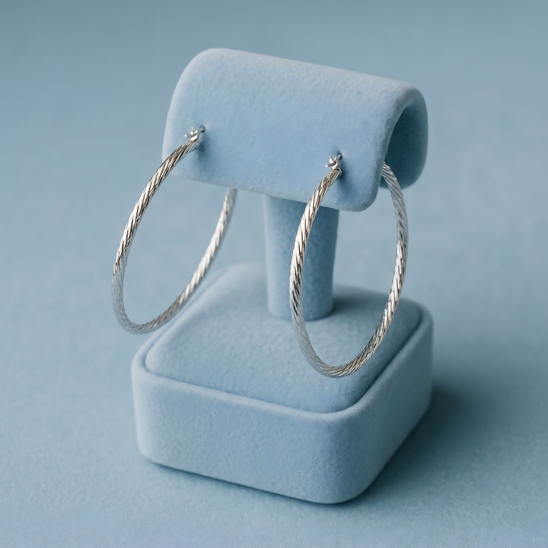 BlisseAllure – 925 Sterling Silver Twisted Radiance Hoop Earrings