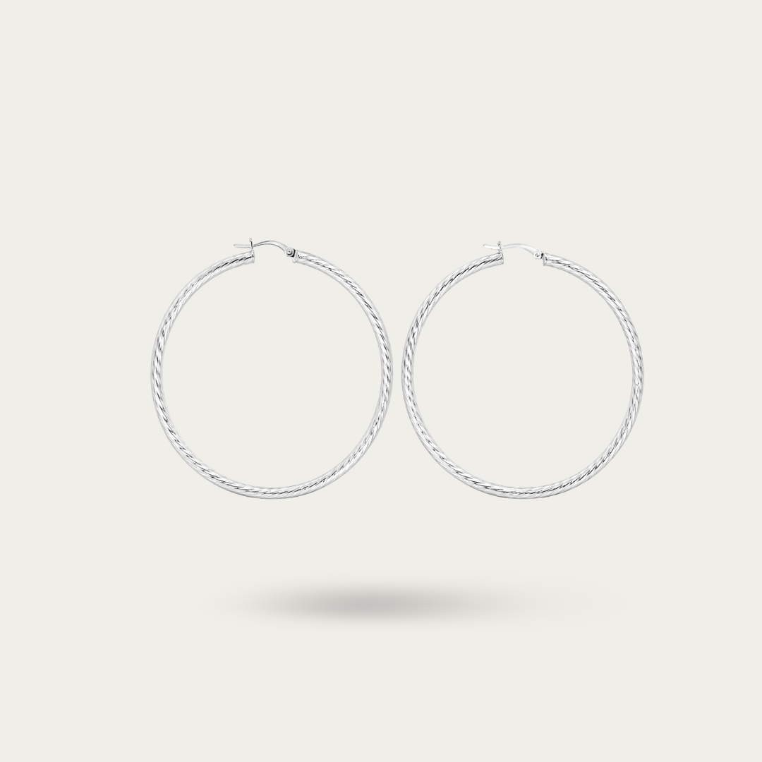 BlisseAllure – 925 Sterling Silver Twisted Radiance Hoop Earrings