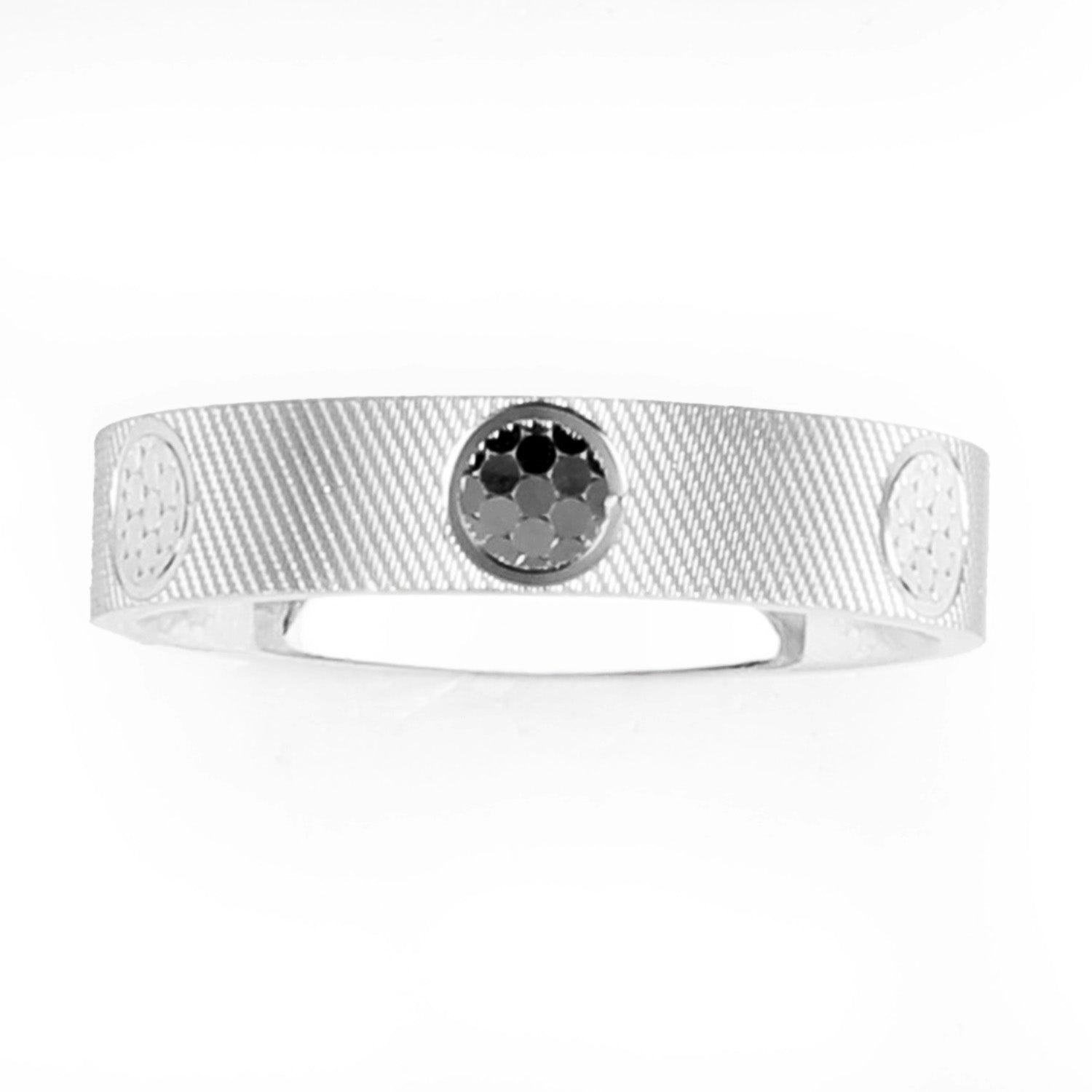 Blisse Allure 925 Sterling Silver Textured Band with Hammered Dot Accents For Men