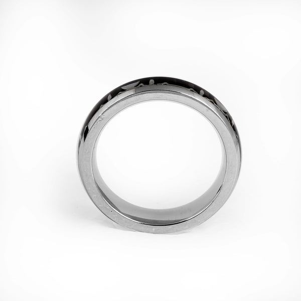 Blisse Allure 925 Sterling Silver Vital Rhythm Band with Black Inlay For Men