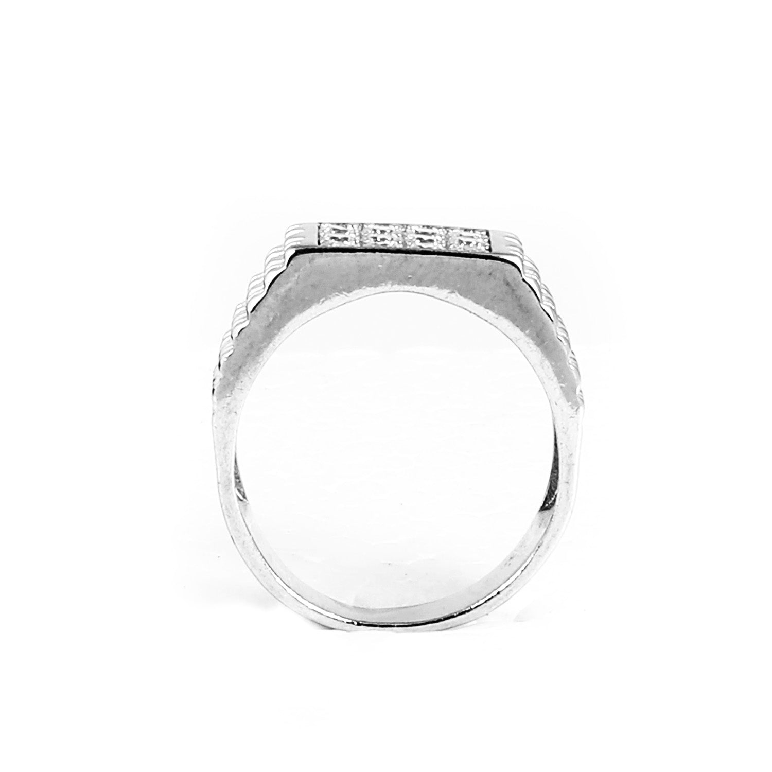 Blisse Allure 925 Sterling Silver Ring with Diamond-Cut Pattern for Men