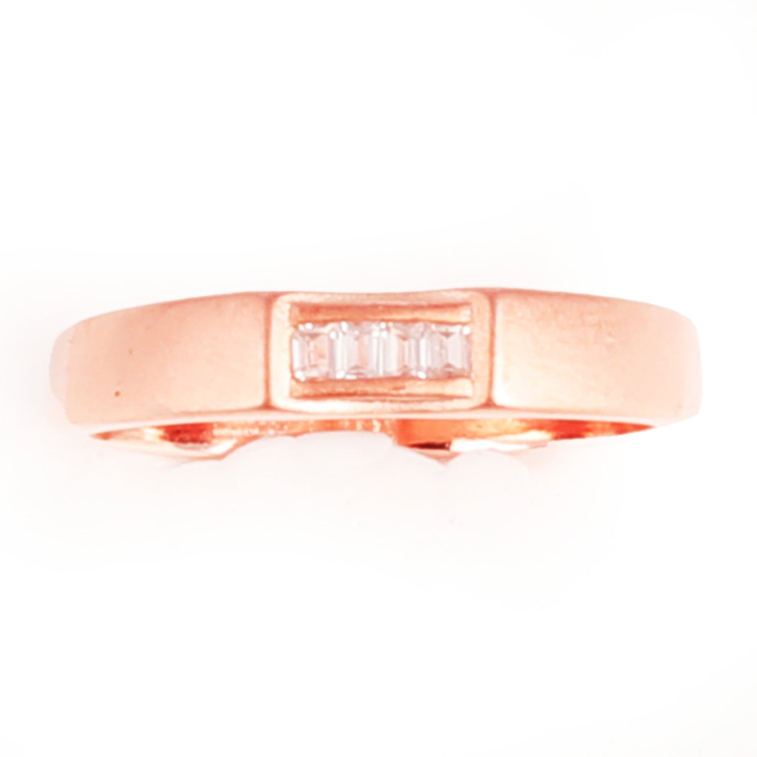 Blisse Allure 925 Sterling Silver Band with Rectangular Three-Stone Setting in Rose Gold FinishFor Men