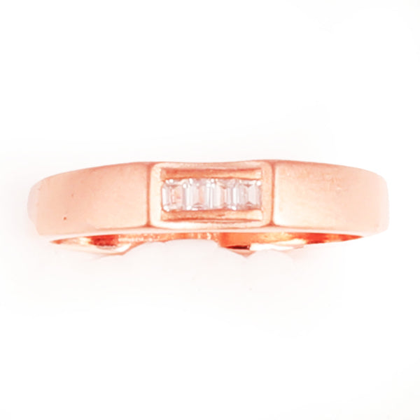 Blisse Allure 925 Sterling Silver Band with Rectangular Three-Stone Setting in Rose Gold FinishFor Men