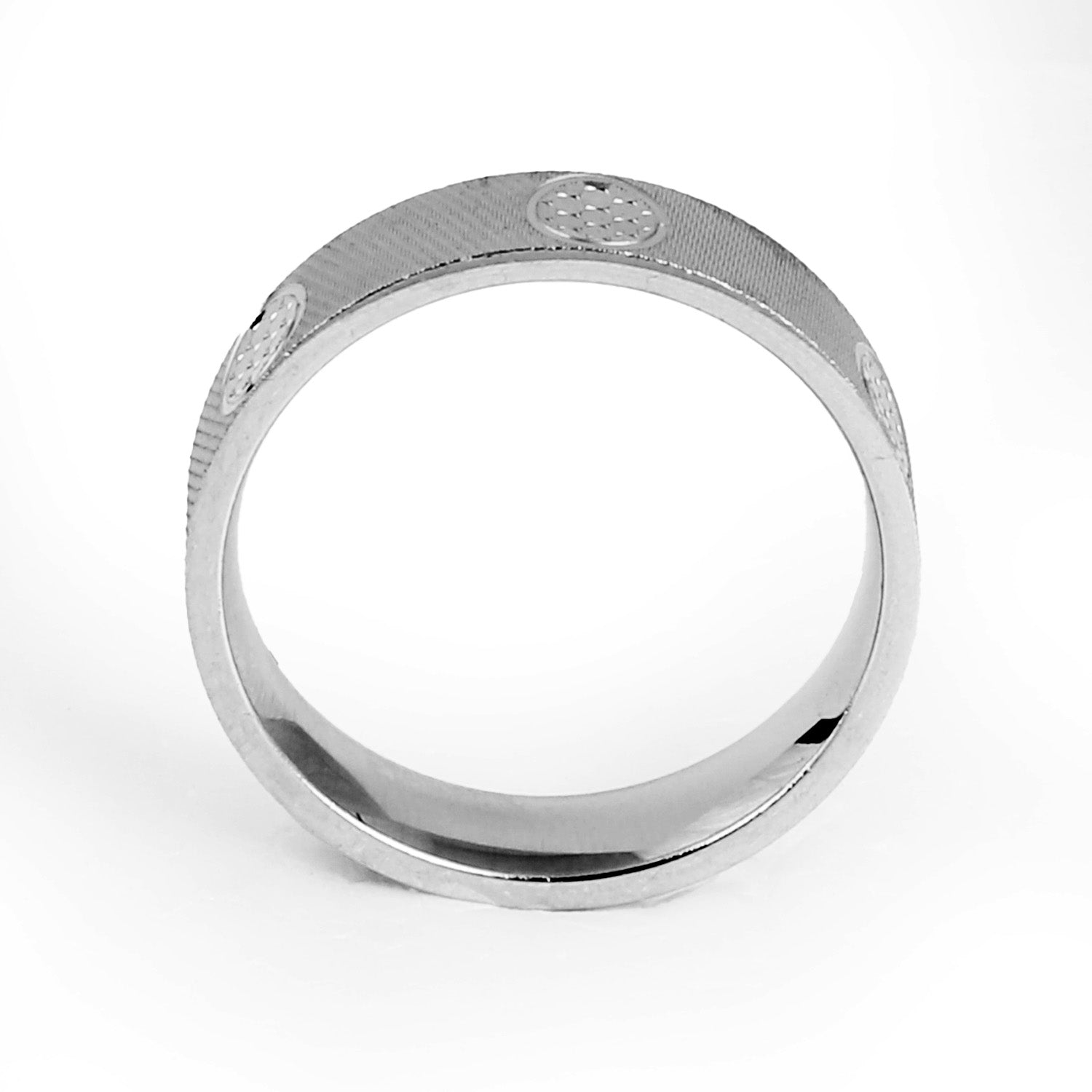 Blisse Allure 925 Sterling Silver Textured Band with Hammered Dot Accents For Men