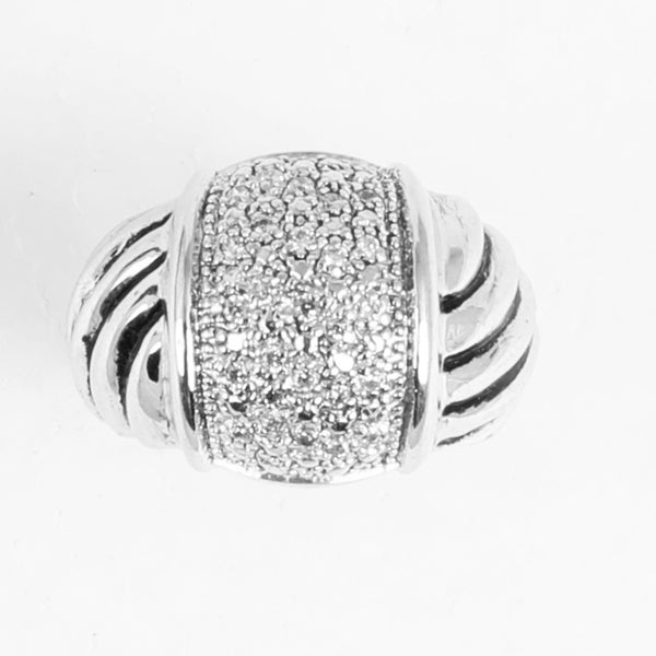 Blisse Allure 925 Sterling Silver Men's Ring with Twisted Band & Rectangular Sparkle