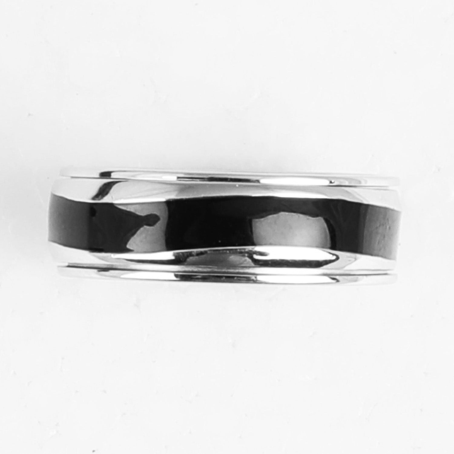 Blisse Allure 925 Sterling Silver Band with Rotating  Black Inlay for Men