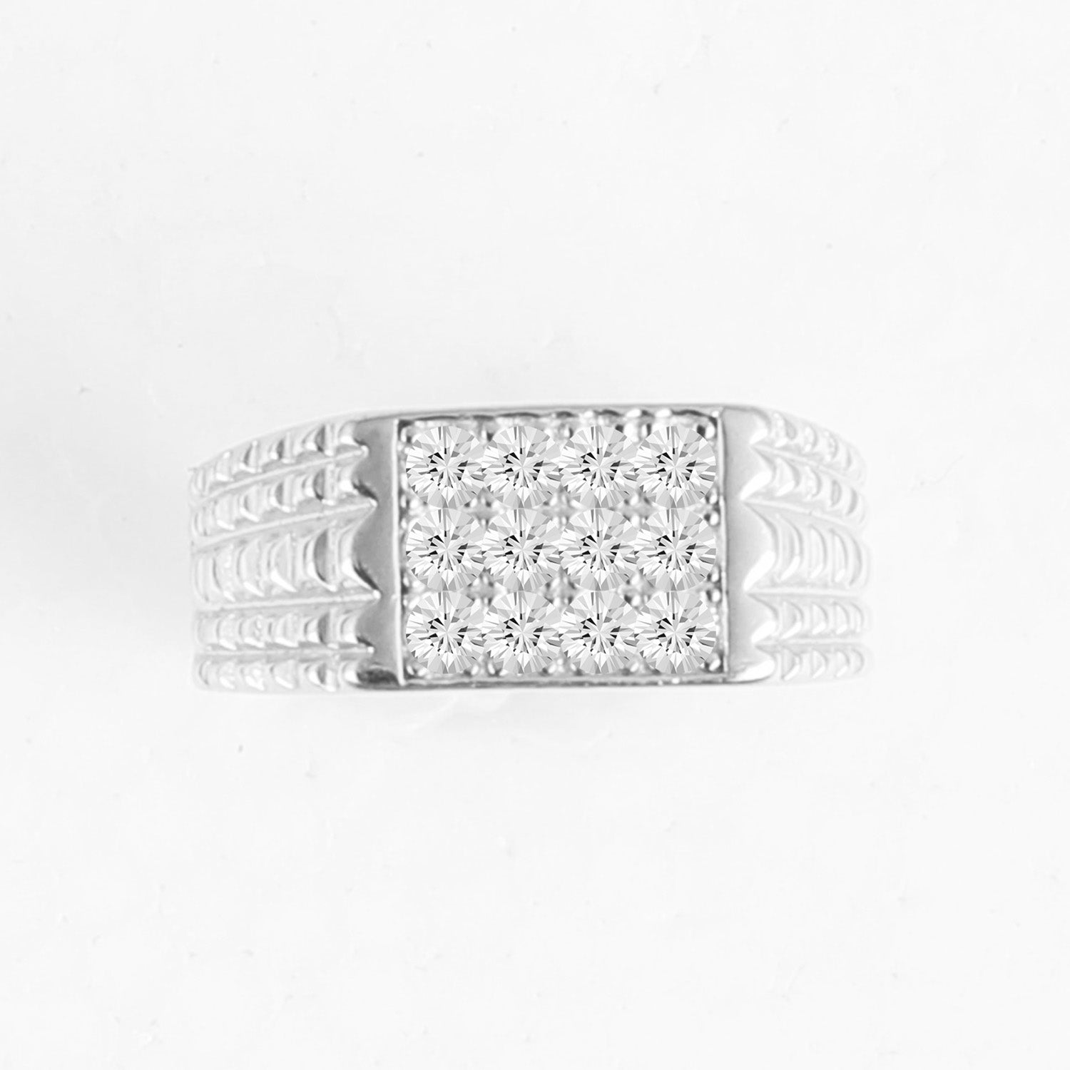 Blisse Allure 925 Sterling Silver Ring with Diamond-Cut Pattern for Men