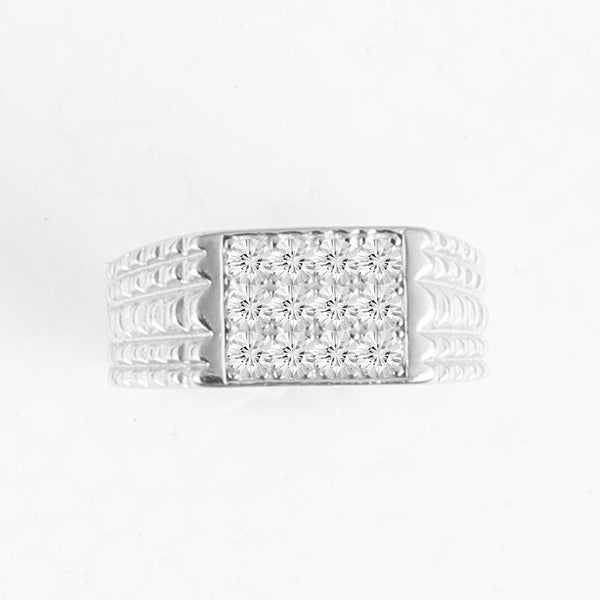 Blisse Allure 925 Sterling Silver Ring with Diamond-Cut Pattern for Men
