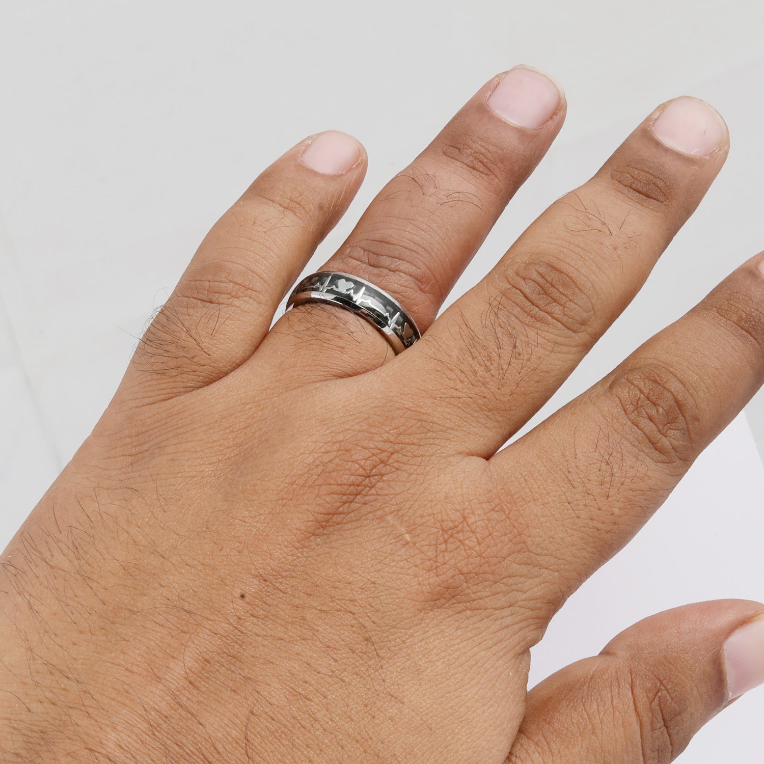 Blisse Allure 925 Sterling Silver Vital Rhythm Band with Black Inlay For Men
