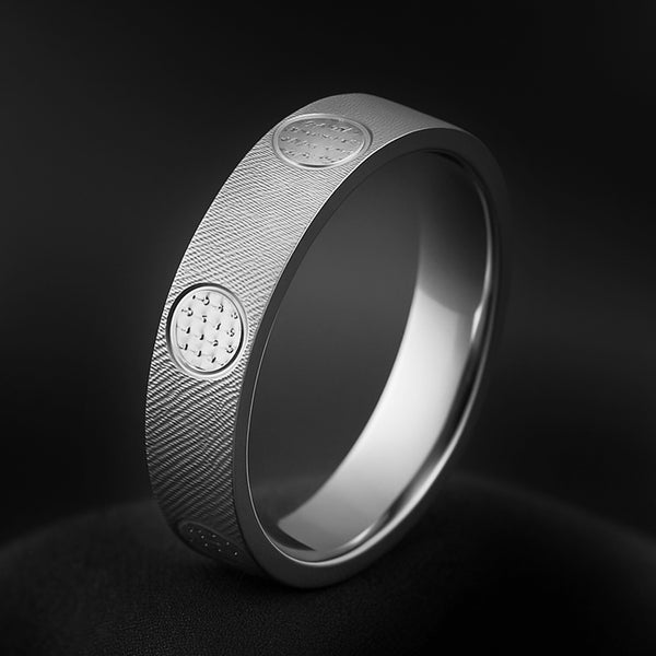 Blisse Allure 925 Sterling Silver Textured Band with Hammered Dot Accents For Men