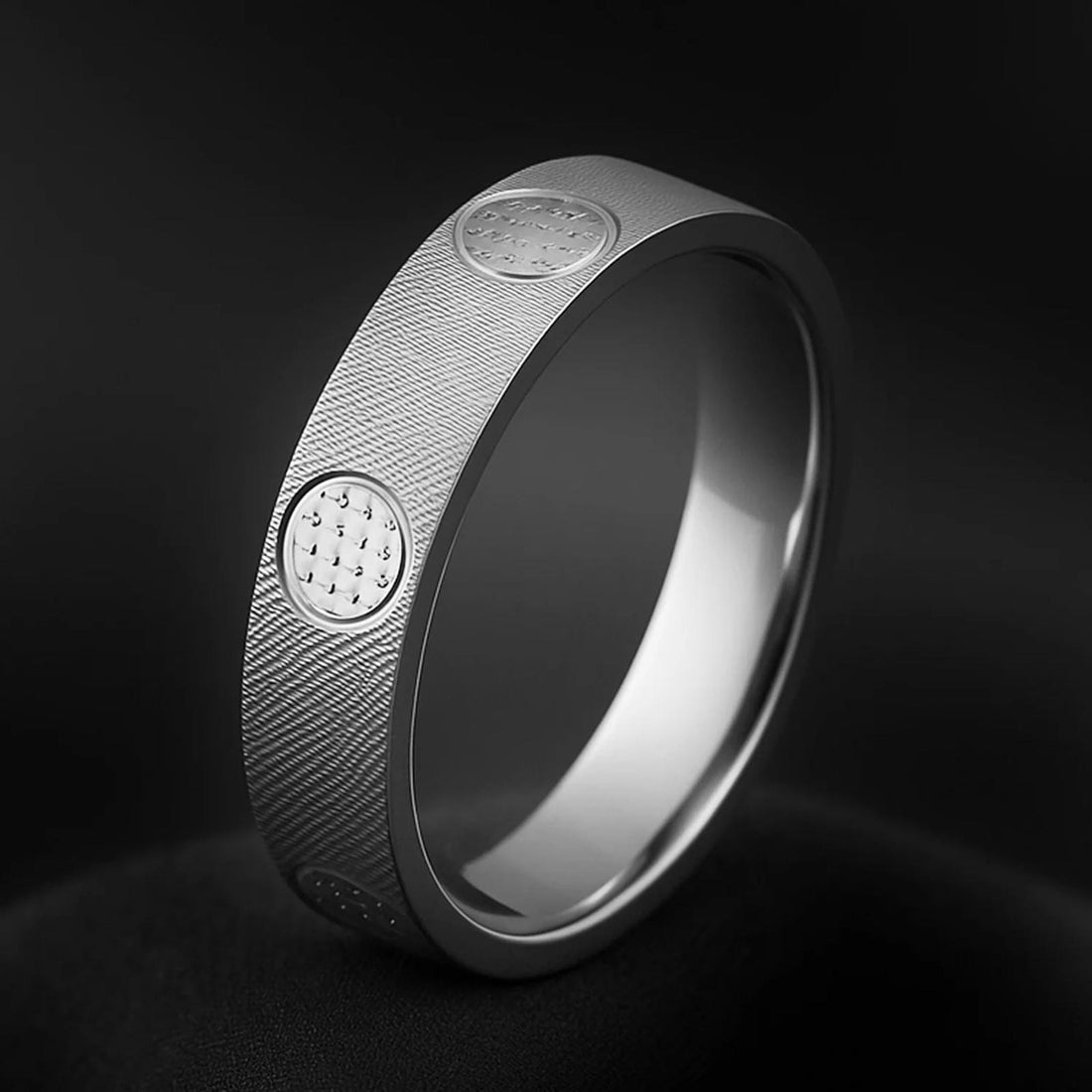 Textured Band Ring with Hammered Dot Accents For Men - Blisseallure.in