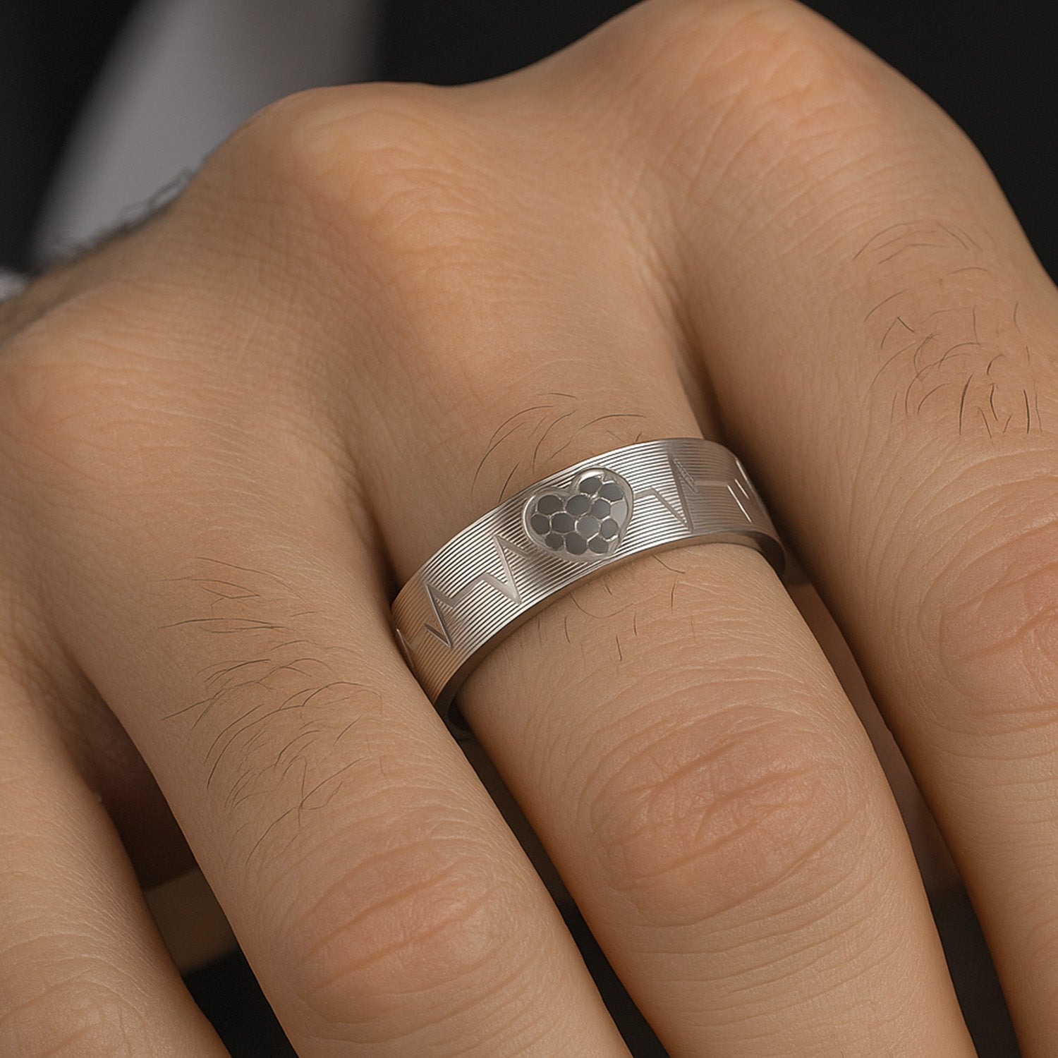 Blisse Allure Love Pulse 925 Sterling Silver Band For Men